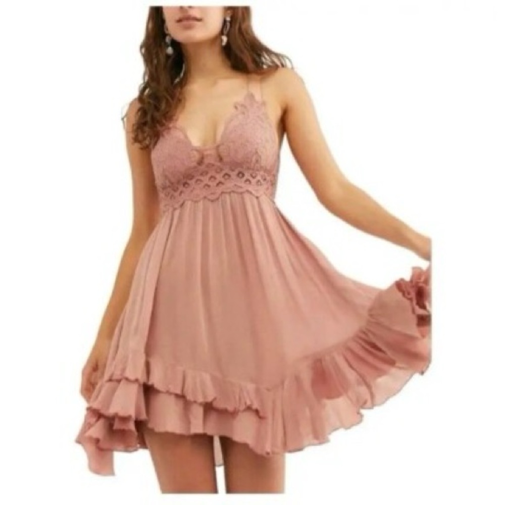 Free People One Boho Adella Mini Slip Dress Size Extra Small